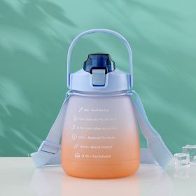 1300ml Motivational Water Bottle with Time Marker; Shoulder Strap & Straw - Perfect for School; Sports; Camping - 44oz Cute Design for Girls & Kids -