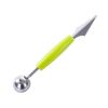Double Head Stainless Steel Fruit Digging Spoon; Corrugated Carving Knife Watermelon Fruit Platter Tool; Spoon Digger - Green