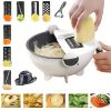 9 in 1 Multifunctional Cutting and Draining Basket for Vegetables with Household Potato Shredder - Kitchen Tool - White