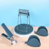 3pcs/set Kitchen Special Multi-Functional Anti-Hot Tool; Disc Clamp; Anti-hot Sleeve Heat-Insulation Gloves Kitchen Accessories - Blue Ink