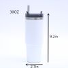 1pc Stainless Steel Vacuum Mug; Home; Office Or Car Vacuum Flask; Insulation Cup With Straw; Insulated Tumbler - White
