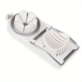 1pc Multifunctional Egg Cutter; Stainless Steel Egg Slicer Sectioner Cutter Mold; Flower-Shape Luncheon Meat Cutter; Kitchen Gadgets - White