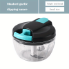 Manual Meat Grinder Vegetable Cutter Pound Garlic Artifact Shredder Baby Complementary Food Machine Hand Cut Pepper Capacity 520ml - Gray-green