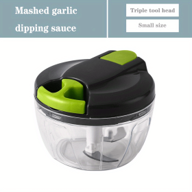 Manual Meat Grinder Vegetable Cutter Pound Garlic Artifact Shredder Baby Complementary Food Machine Hand Cut Pepper Capacity 520ml - Gray-green