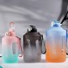 YCALLEY Sport Water Bottle Reminder Silicone Sith Straw Waterbottle Items Fitness Big Bottles 1500ML / 2300ML / 3800ML Sport - Gray and black - 2300ml