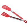 1pc Cross-border Exclusively For 9-inch Nylon Square Head Food Clip Barbecue Clip Flat Clip Bread Clip Stainless Steel Food Clip - Red