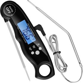BBQ thermometer with line probe food thermometer - black
