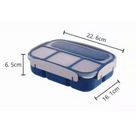 Sealed Portable 4-Compartment Bento Box Student Office Worker Lunch Box Travel & To-Go Food Containers Microwavable - Blue