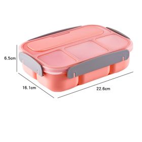 Sealed Portable 4-Compartment Bento Box Student Office Worker Lunch Box Travel & To-Go Food Containers Microwavable - Pink