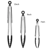 3Pcs Tongs With Silicon Tip Household Kitchen Utensil Stainless Steel High Heat Resistant Locking BBQ Cooking Accessories Baking - Red