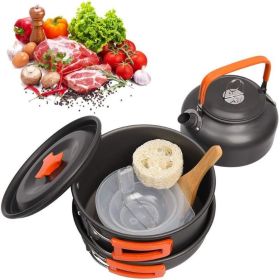 Folding Camping Set Travel Picnic Tableware - Orange - 10 Pcs