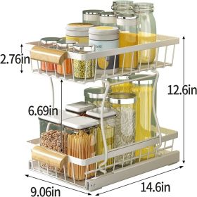 Under the sink Rack 2 Layer Bathroom Kitchen Pull-Out Metal Shelf Organizer - Default
