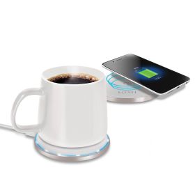 2-In-1 Smart Mug Warmer and QI Wireless Charger  - white