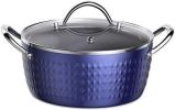 3.7 Quart Cooking Soup Pot with Lid, Small Nonstick Round 3.3 L, Blue Induction - Default