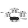 Household Daily Delicacies Pot Safe Non-Stick Cookware Set - Silver - 7 Piece