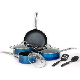 Household Daily Delicacies Pot Safe Non-Stick Cookware Set - Blue - 9 Piece