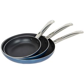 Household Daily Delicacies Pot Safe Non-Stick Cookware Set - Blue - 3 Piece