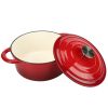 COOKWIN Enameled Cast Iron Dutch Oven with Self Basting Lid;  Enamel Coated Cookware Pot 4.5QT - red