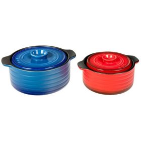 2 Pieces Ceramic Cookware Set with Lid and Insulated Handle - as show