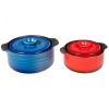 Exquisite Craft Design Ceramic Pot Cookware 2 Pieces Set  - Blue and Red - Ceramic