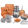 32 Piece Cookware Set, Bakeware and Food Storage Set, Nonstick Pots and Pans - gray