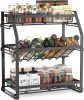 Spice Rack Organizer, 3-Tier Seasoning Organizer, Kitchen Spice Shelf, Countertop Organizer for Bathroom Vanity Kitchen-Black - SR232