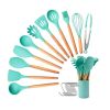 Kitchen Silicone Cooking Tool Utensil Set  - Green - 13pcs