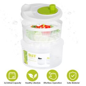 Salad Spinner Fruit Vegetable Washer Lettuce Drainer Hand Cranking Vegetable Dryer with Lid for Home Kitchen Fruit Vegetable Washing - White