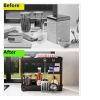 2-Tier Under Sink Organizer, Sliding Storage Drawer Basket Organizer with Hooks, Hanging Cup, ABS Material - Black