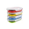 Lunch Box Collapsible Silicone Food Storage with Fork Spoon Expandable Eco Lunch Bento Box BPA-Free Dishwasher Freezer Microwave Safe - yellow