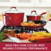 15-Piece Nonstick Pots and Pans Set/Cookware Set, Marine Blue - red