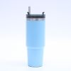 1pc Stainless Steel Vacuum Mug; Home; Office Or Car Vacuum Flask; Insulation Cup With Straw; Insulated Tumbler - White