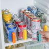 1pc Portable Can Organizer For Refrigerator Shelf Beer Can Holder Fridge Storage Sliding Rack Clear Plastic Storage Containers For Food - Orange