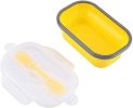 Lunch Box Collapsible Silicone Food Storage with Fork Spoon Expandable Eco Lunch Bento Box BPA-Free Dishwasher Freezer Microwave Safe - yellow