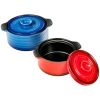 Exquisite Craft Design Ceramic Pot Cookware 2 Pieces Set  - Blue and Red - Ceramic