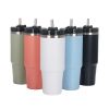 1pc Stainless Steel Vacuum Mug; Home; Office Or Car Vacuum Flask; Insulation Cup With Straw; Insulated Tumbler - Pink
