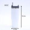 1pc Stainless Steel Vacuum Mug; Home; Office Or Car Vacuum Flask; Insulation Cup With Straw; Insulated Tumbler - Pink