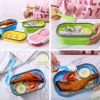 Lunch Box Collapsible Silicone Food Storage with Fork Spoon Expandable Eco Lunch Bento Box BPA-Free Dishwasher Freezer Microwave Safe - red