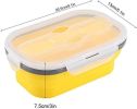 Lunch Box Collapsible Silicone Food Storage with Fork Spoon Expandable Eco Lunch Bento Box BPA-Free Dishwasher Freezer Microwave Safe - yellow