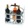 6 Bottle Farmhouse Metal Wine Holder with Wooden Handle, Gray - Default