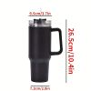 40oz Stainless Steel Handle Bottle Car Cup Double-layer Vacuum Iced Beer Cup Outdoor Portable Travel Insulation Cup - Black - 40oz