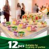 12 Pcs Round Appetizer Serving Trays With Lids 5 Compartment Container Fruit Vegetable Divided Storage Organizer  (only pick up) - clear