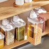 1pc Portable Plastic Food Storage Box; Clear Cereal Storage Containers With Lids; Large Kitchen Storage Containers - 2300ml Airtight Measuring Cup