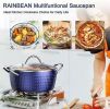 3.7 Quart Cooking Soup Pot with Lid, Small Nonstick Round 3.3 L, Blue Induction - Default