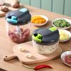 Manual Meat Grinder Vegetable Cutter Pound Garlic Artifact Shredder Baby Complementary Food Machine Hand Cut Pepper Capacity 520ml - Gray-green