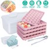 4 Packs Small Ice Cube Trays Mini Circle Ice Cube Tray Round Ice Ball Maker Mold with Lid Bin 132Pcs Ice Cubes for Chilling Drinks Coffee Juice Cockta