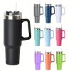 40oz Stainless Steel Handle Bottle Car Cup Double-layer Vacuum Iced Beer Cup Outdoor Portable Travel Insulation Cup - Black - 40oz