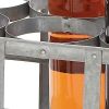 6 Bottle Farmhouse Metal Wine Holder with Wooden Handle, Gray - Default