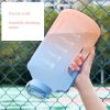 YCALLEY Sport Water Bottle Reminder Silicone Sith Straw Waterbottle Items Fitness Big Bottles 1500ML / 2300ML / 3800ML Sport - Gray and black - 2300ml