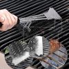 1pc Stainless Steel Grill Brushes For BBQ; Cleaning Brush With Scraper For Grill; Kitchen Accessories; Cleaning & Maintenance Tools - Style1